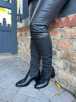 Black Ribbed Knee High Boots